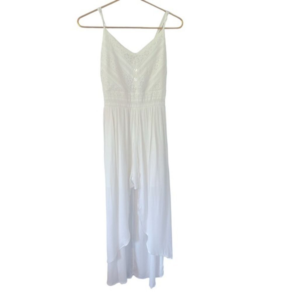 Forever 21 White Lace-Top Spaghetti Strap Jumpsuit